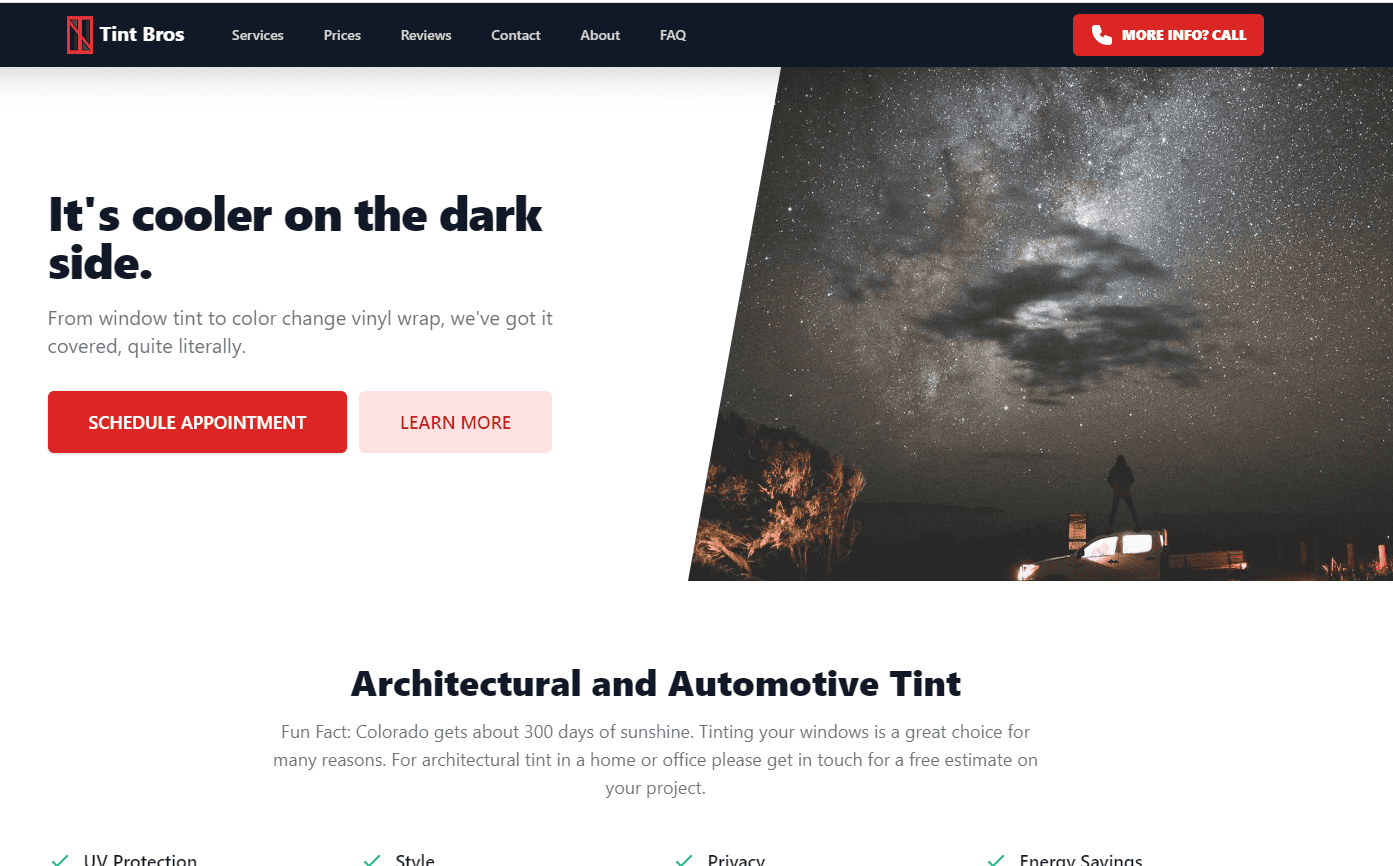 The tint bros homepage