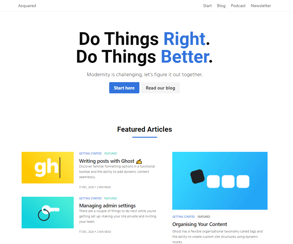 Asquared blog homepage
